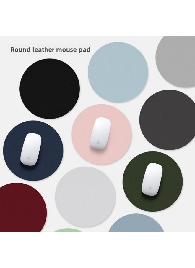 Generic - Round Mouse Pad Small Size Waterproof Solid Color Laptop Mat Office Desktop Mat Leather Mouse Pad-Colour:Diameter 16cm-Pattern:Green Surface And Gray Bottom (double-sided Model) - Image 1
