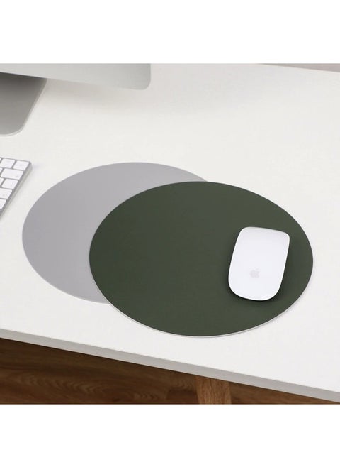 Round Mouse Pad Small Size Waterproof Solid Color Laptop Mat Office Desktop Mat Leather Mouse Pad-Colour:Diameter 16cm-Pattern:Green Surface And Gray Bottom (double-sided Model)