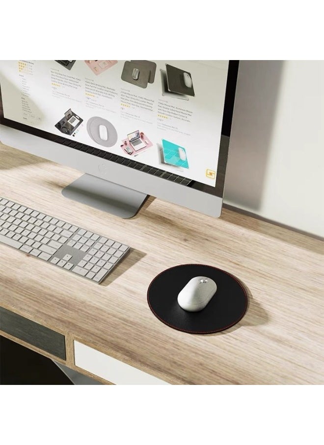 Generic - Round Mouse Pad Small Size Waterproof Solid Color Laptop Mat Office Desktop Mat Leather Mouse Pad-Colour:Diameter 16cm-Pattern:Green Surface And Gray Bottom (double-sided Model) - Image 1