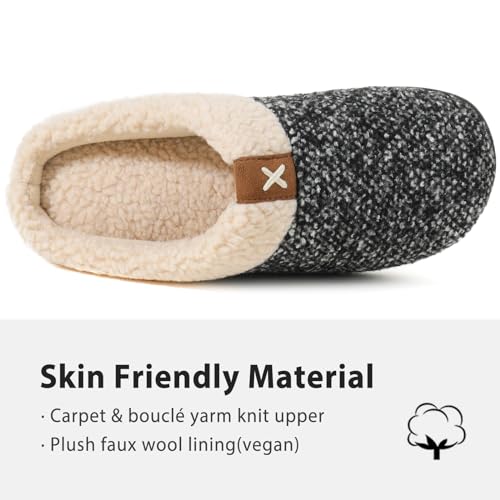 ULTRAIDEAS Mens Slip On Slippers, Sherpa Lined House Shoes with Memory Foam for Indoor Outdoor, Machine Washable (Sleet, Size 9-10) - Image 3