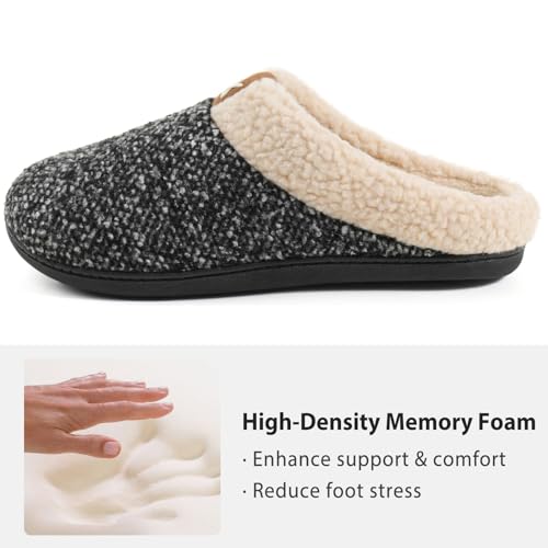 ULTRAIDEAS Mens Slip On Slippers, Sherpa Lined House Shoes with Memory Foam for Indoor Outdoor, Machine Washable (Sleet, Size 9-10) - Image 2