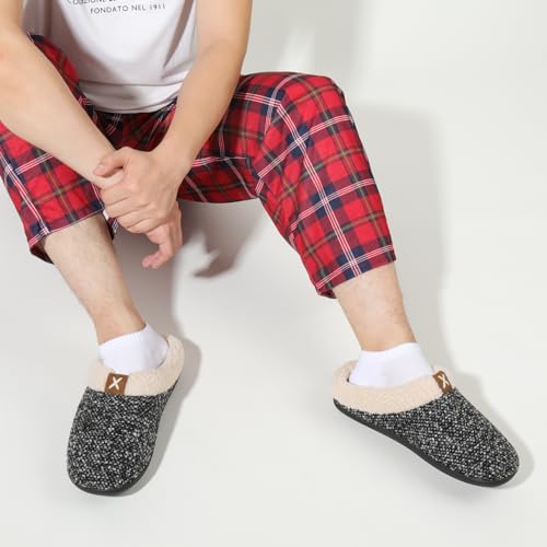 ULTRAIDEAS Mens Slip On Slippers, Sherpa Lined House Shoes with Memory Foam for Indoor Outdoor, Machine Washable (Sleet, Size 9-10) - Image 5