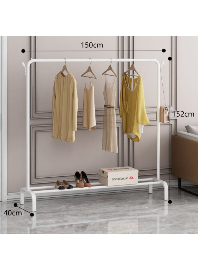 Bold Hanger Floor Drying Rack Household Indoor Folding Vertical Clothes Shelf Simple Wardrobe Storage-Colour:White  1.502m Arch + Double Hook  - Image 1
