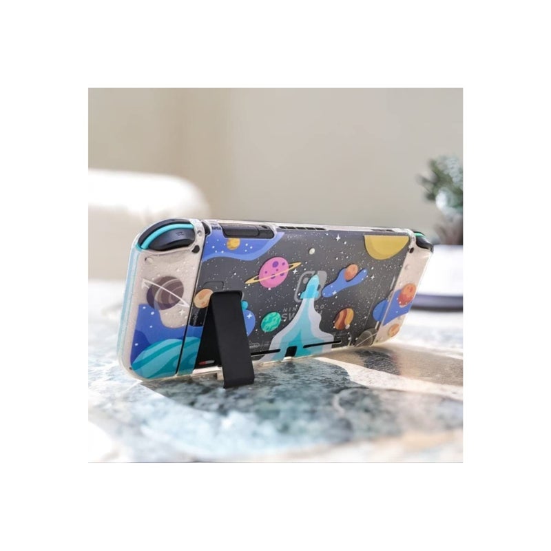 SOLARAE Clear Glitter Switch TPU Case, Protective Switch Case with Glitter Animal Crossing Thumb Grip Case TPU Clear Glitter Protective Case and Tempered Glass Screen Protector for Nintendo Switch - Image 5