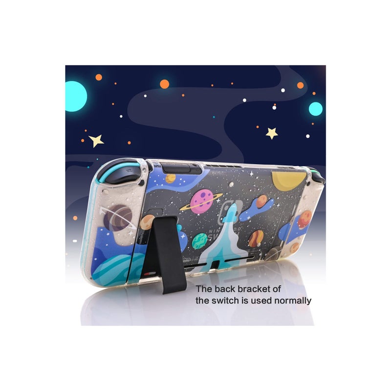 SOLARAE Clear Glitter Switch TPU Case, Protective Switch Case with Glitter Animal Crossing Thumb Grip Case TPU Clear Glitter Protective Case and Tempered Glass Screen Protector for Nintendo Switch - Image 2