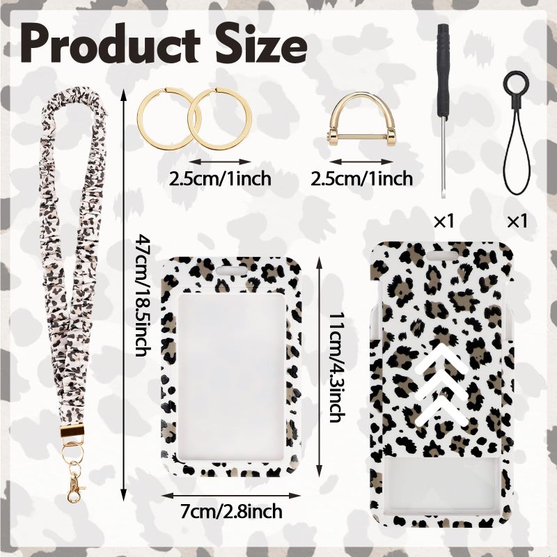 Nlicrst Scrunchie Lanyard Breakaway with ID Badge Holder - Leopard Style Stretchy Lanyards with ID Badges and Key Rings Set, Ideal for Women Teachers Nurse Gifts, Work, School, Conference - Image 2