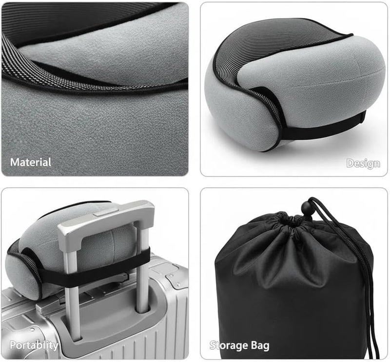 Flyhugz Wander Plus Memory Foam Travel Neck Pillow, U-Shape, Dark  Gray - Image 3