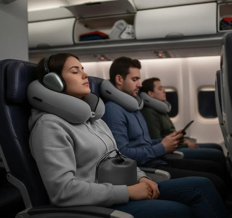 Flyhugz Wander Plus Memory Foam Travel Neck Pillow, U-Shape, Dark  Gray - Image 5