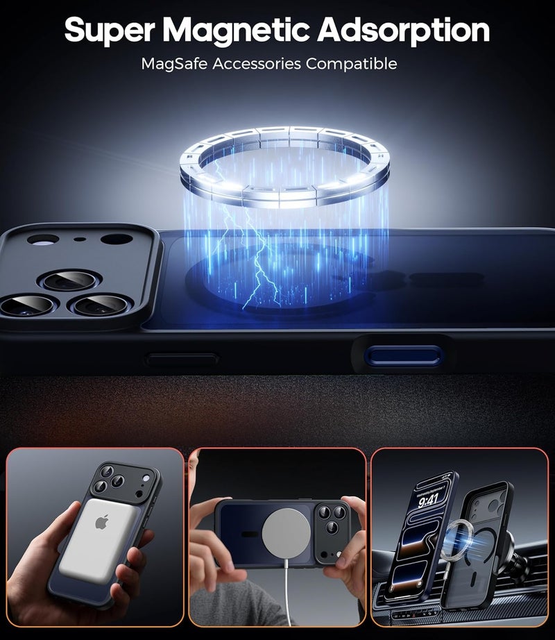 Elzzi Magnetic for iPhone 17 Pro Case (Compatible with MagSafe) Slim Translucent Matte Shockproof with Anti-Fingerprint Phone Case, Black NEW - Image 5