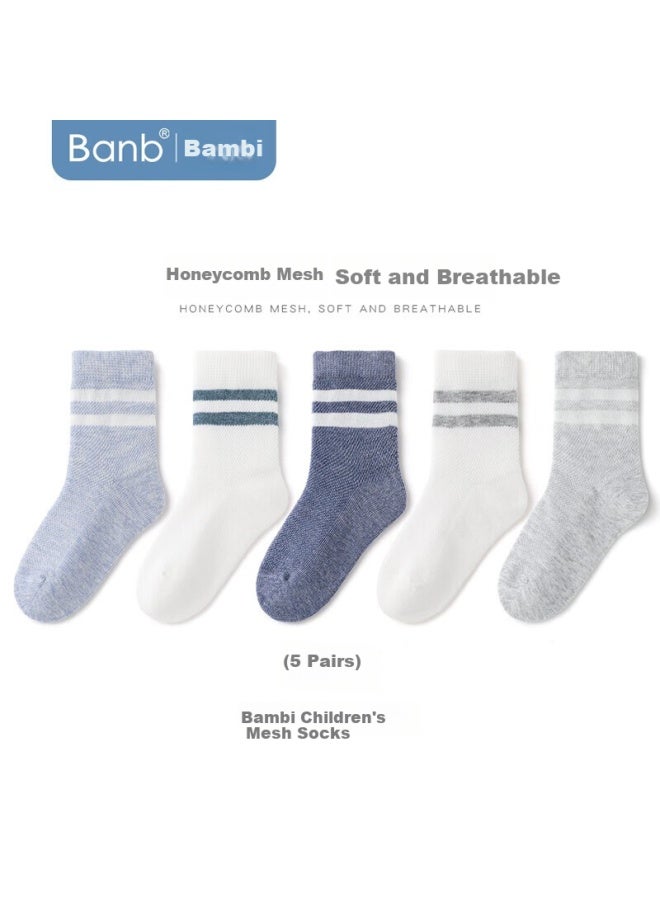 Bambi Children's Socks For Boys Summer Thin Mesh Big Kids Students Mid-tube Cotton Socks Bb22018 Size 18-20 - Image 1