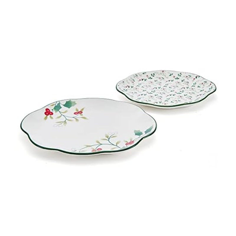 Pfaltzgraff Winterberry Holiday Set Of 2 Serving Plates  10 Inch And 12 Inch  Multicolored - Image 1