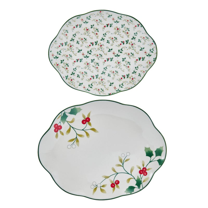 Pfaltzgraff Winterberry Holiday Set Of 2 Serving Plates  10 Inch And 12 Inch  Multicolored - Image 2