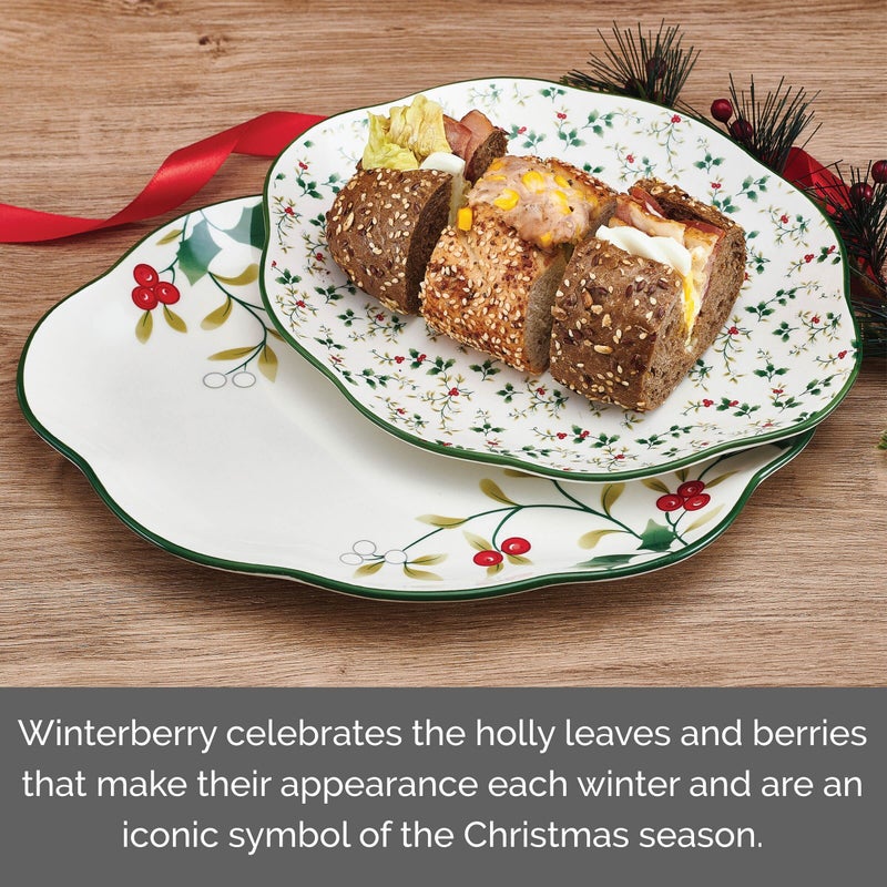 Pfaltzgraff Winterberry Holiday Set Of 2 Serving Plates  10 Inch And 12 Inch  Multicolored - Image 5