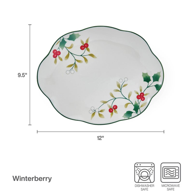Pfaltzgraff Winterberry Holiday Set Of 2 Serving Plates  10 Inch And 12 Inch  Multicolored - Image 4
