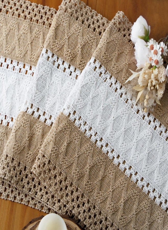 FEXIA Boho Table Runner for Home Decor with Tassels 72 Inches Long Farmhouse Rustic Brown Macrame Burlap Table Decoration for Living Room Bridal Shower (12x72 Inches) - Image 3