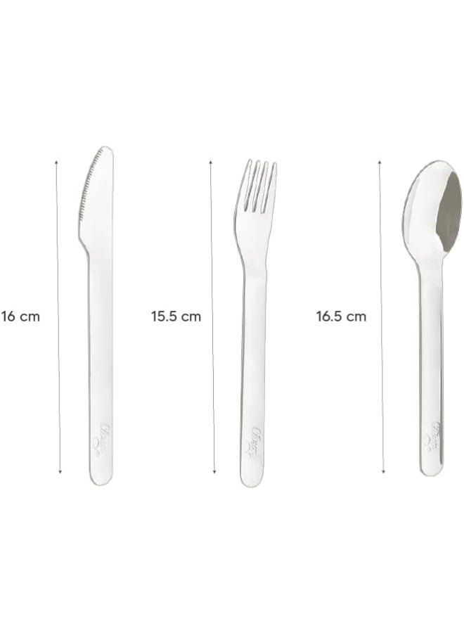 Citron 3 Pieces Stainless Steel Cutlery Set, Silverware Fork, Spoon And Knife Bpa Free Set For Kids - Purple  - Image 5