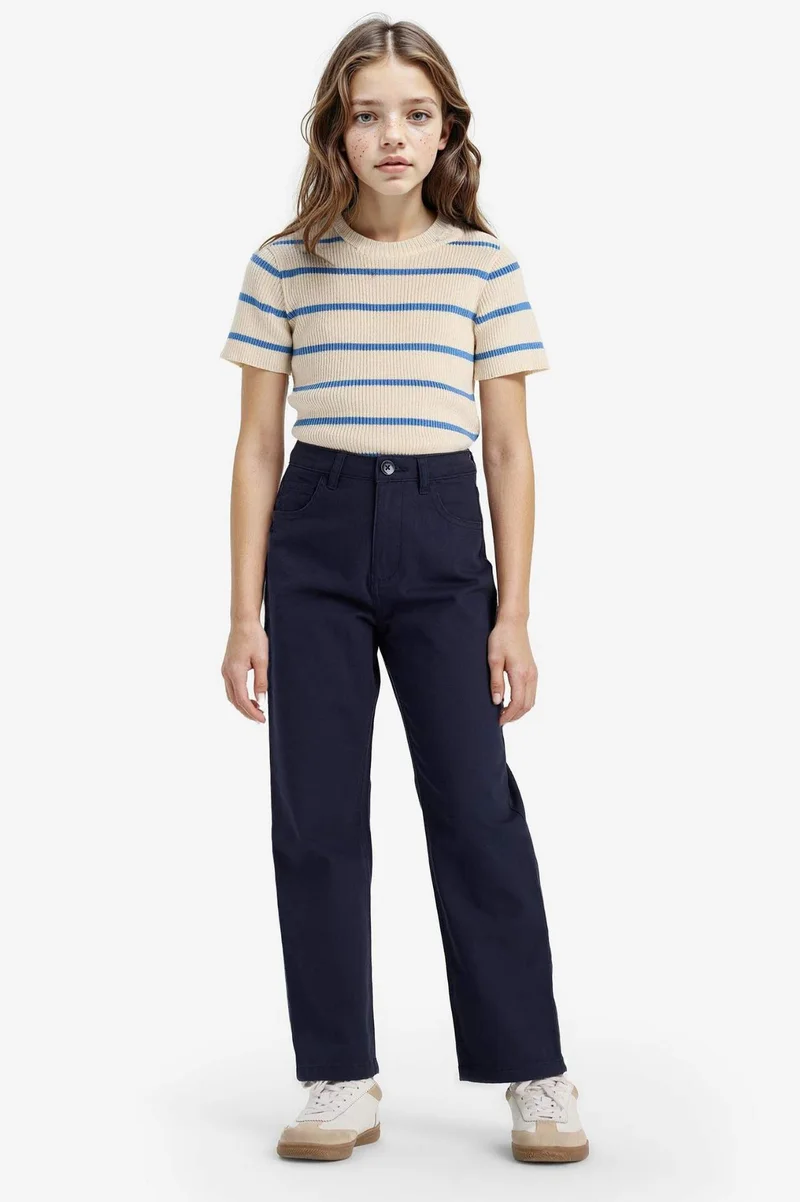 ديفاكتو Girl Straight Fit Loose Fit Cotton Trousers