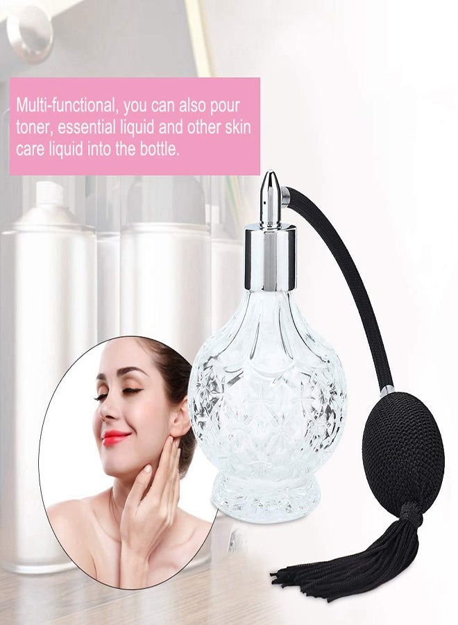 Excefore 80ml Perfume Spray Bottles Crystal Round Refillable Perfume Atomizer Spray Bottle Retro Glass Empty Perfume Atomizer for Perfumes Essential Oils Grid Retro Style Glass Balloon Spray Perfume Bottle - Image 4
