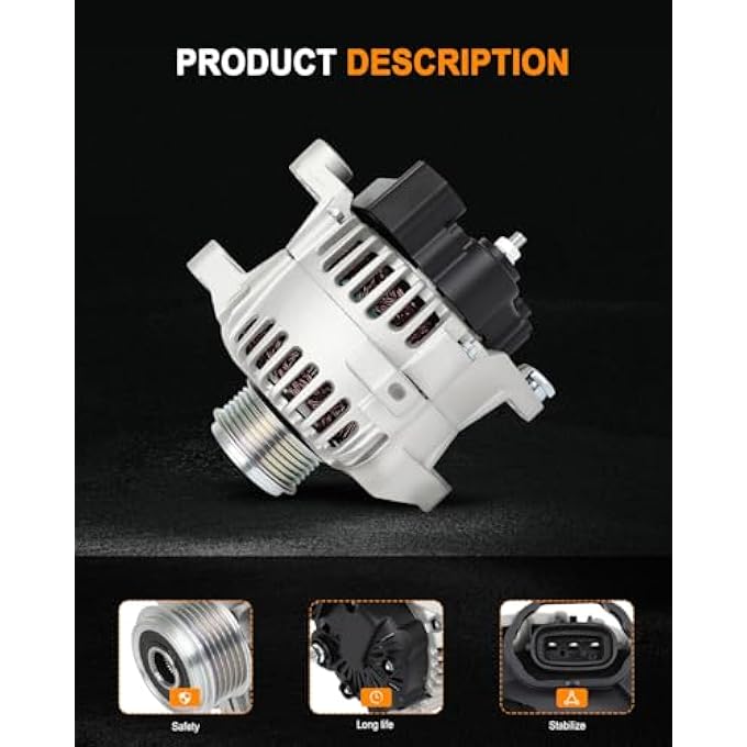 ASAPE 11189 High Output Replacement New Alternator Fit for 2006-2010 for Hyundai Sonata 2.4L 2010-2013 for Kia Forte 2.0L 2010-2013 for Kia Forte 2.4L 2010-2013 for Kia Forte Koup 2.0L - Image 4