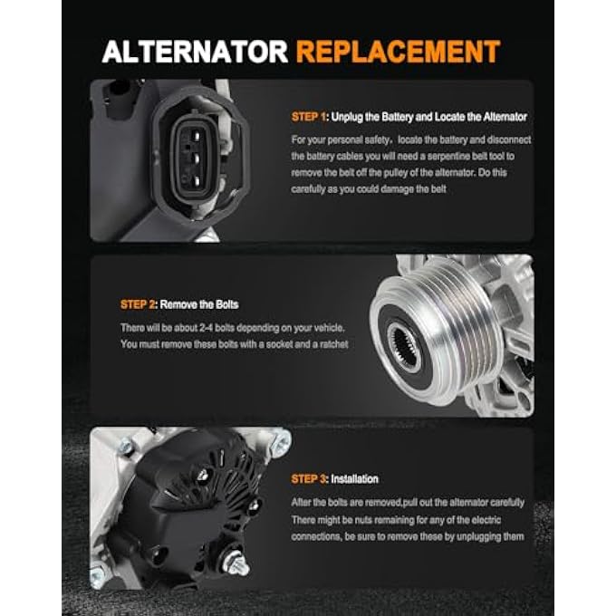 ASAPE 11189 High Output Replacement New Alternator Fit for 2006-2010 for Hyundai Sonata 2.4L 2010-2013 for Kia Forte 2.0L 2010-2013 for Kia Forte 2.4L 2010-2013 for Kia Forte Koup 2.0L - Image 5