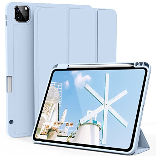 kenke Case for iPad Pro 11 Inch 4th/3rd/2nd Generation (2022/2021/2020) with Pencil Holder, Slim Trifold Smart Cover with Soft TPU Back, Support 2nd Gen Pencil Charging, Auto Sleep/Wake, Light Blue - Image 1