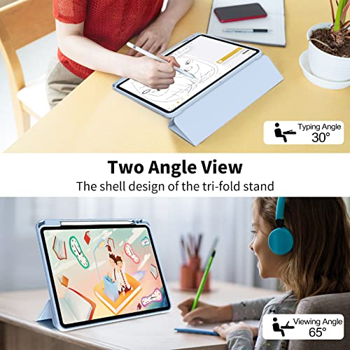 kenke Case for iPad Pro 11 Inch 4th/3rd/2nd Generation (2022/2021/2020) with Pencil Holder, Slim Trifold Smart Cover with Soft TPU Back, Support 2nd Gen Pencil Charging, Auto Sleep/Wake, Light Blue - Image 4