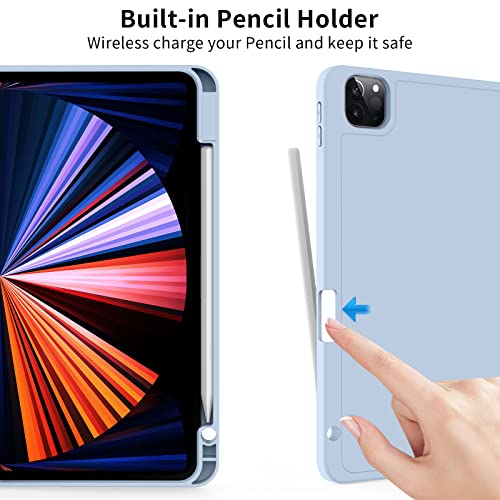 kenke Case for iPad Pro 11 Inch 4th/3rd/2nd Generation (2022/2021/2020) with Pencil Holder, Slim Trifold Smart Cover with Soft TPU Back, Support 2nd Gen Pencil Charging, Auto Sleep/Wake, Light Blue - Image 5