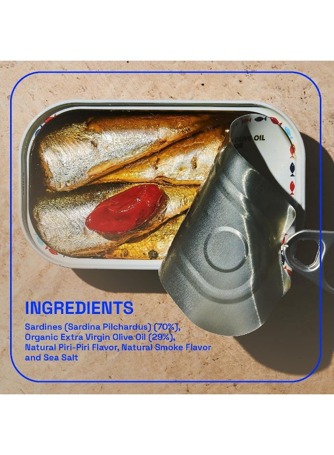 BELA Wild Caught Portuguese Sardines - Lightly Smoked and Marinated in Piri Piri Flavored Extra Virgin Olive Oil | 4.25 Oz (Pack of 12) | All Natural, High Protein, Hand Selected, Sea Salted, & Omega 3 Rich - Image 4