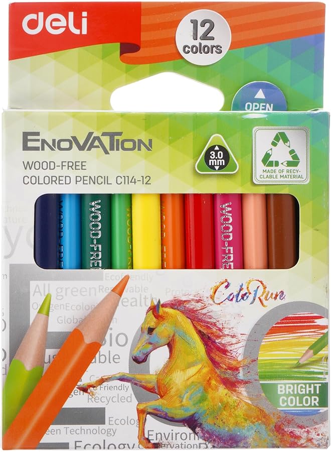 ديلي أقلام تلوين قصيرة، عبوة من 12 قطعة، متعددة الألوان - Image 2