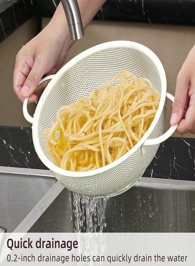 BeFare Stainless Steel Colander 3 Piece,Metal Strainer Basket with Solid Base and Handles for Kitchen Food,Pasta, Noodles, Vegetables and Fruits,Powder Coated,BPA Free,Dishwasher Safe,2 & 3 & 4.5 Qt (Cream) - Image 3