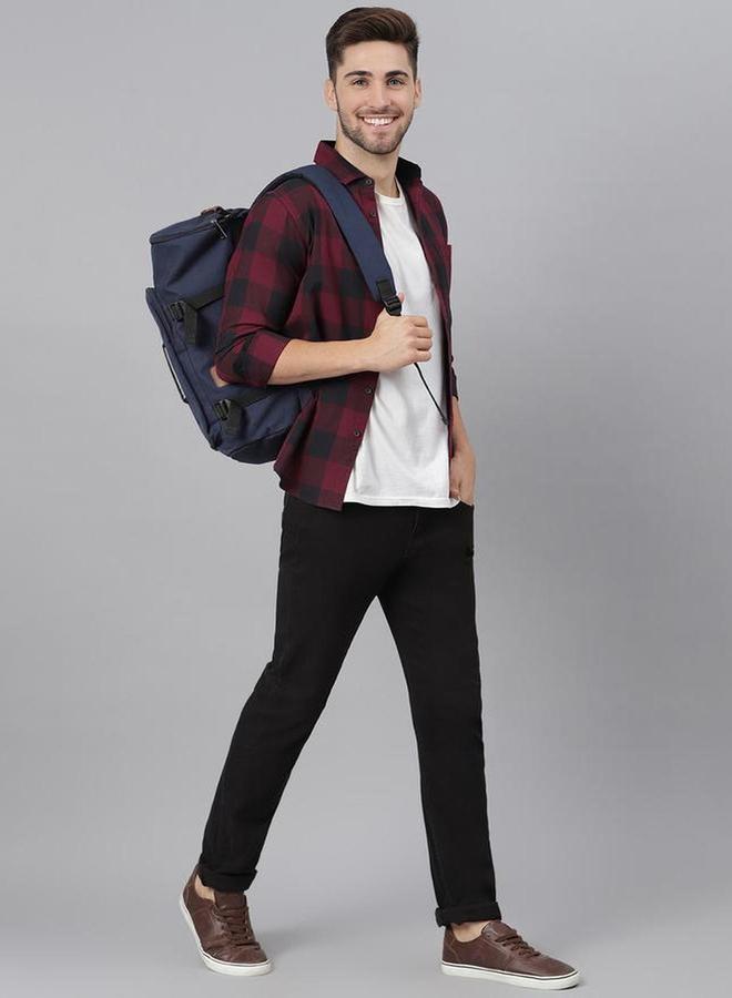 دينيس لينغو قميص رجالي كاجوال بلون مارون بقصة سليم فيت بنقشة مربعات - Image 4