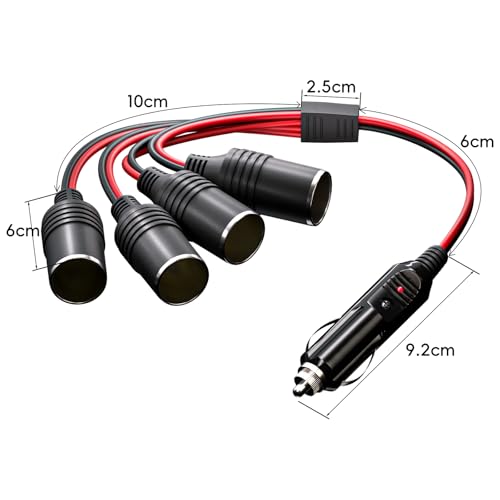 Goupchn Car Cigarette Lighter Splitter 1 to 4 12V 24V Power Charger 4 Way Socket Splitter Cigarette Lighter Extension Cord Cable - Image 2