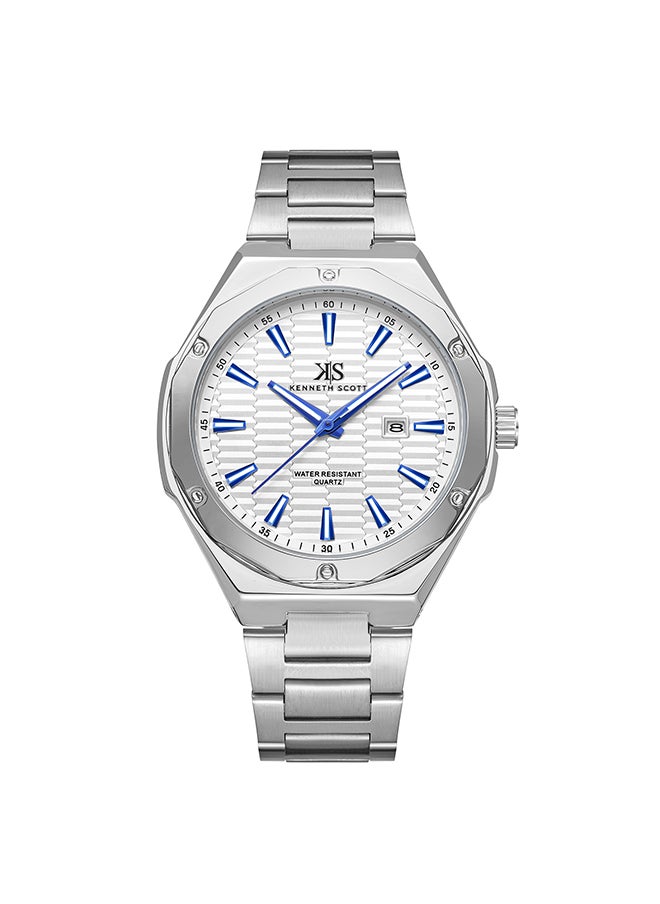 KENNETH SCOTT Men's Analog Round Shape Stainless Steel Wrist Watch K23026-SBSW - 46 Mm  - Image 1