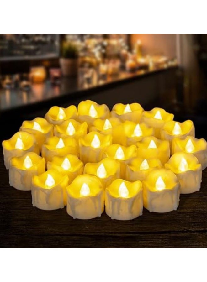 مجموعة من 24 شمعة شاي LED مؤقتة تعمل بالبطارية بدون لهب ووميض كهربائي مؤقت - Image 1