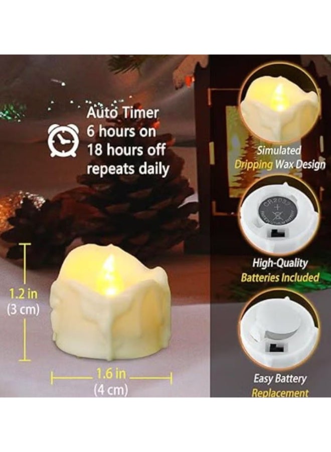 مجموعة من 24 شمعة شاي LED مؤقتة تعمل بالبطارية بدون لهب ووميض كهربائي مؤقت - Image 4