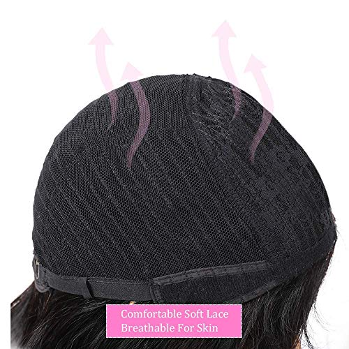 PANEWAY Short Human Hair Wigs with Bangs Brazilian Body Wave Virgin Human Hair Wigs for Black White Women Short Wavy Bob Wigs with Bangs 12 Inch - Image 4