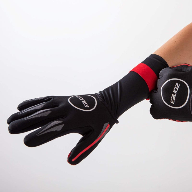 Zone3 Neoprene Swim Gloves (Black/Red, Large) - Image 2
