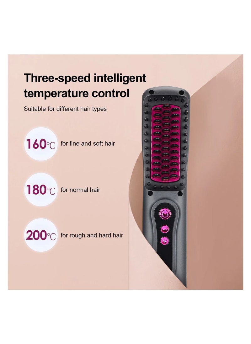 Generic - 2 In 1 Hair Straightener Brush Professional Hot Comb Straightener for Wigs Hair Curler Straightener Comb Styling Tools - Image 1