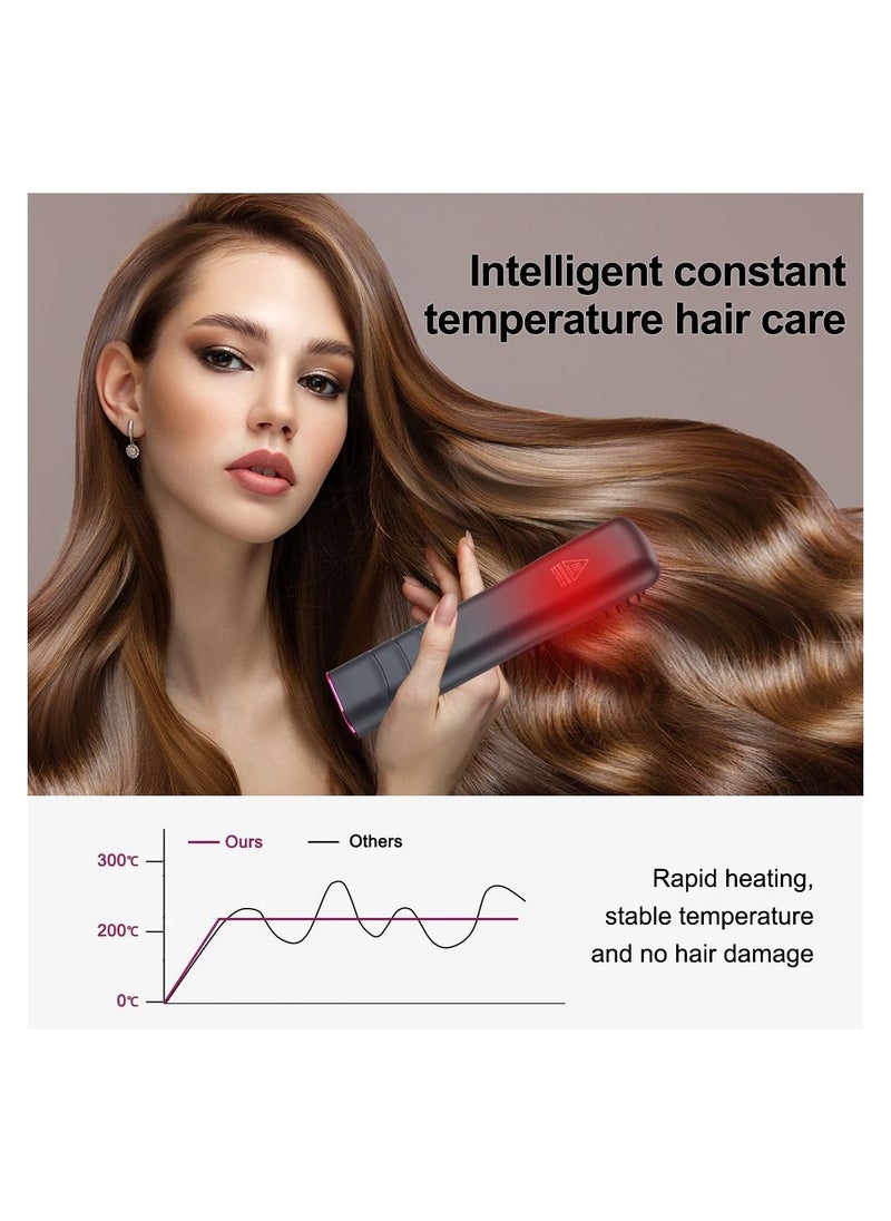Generic - 2 In 1 Hair Straightener Brush Professional Hot Comb Straightener for Wigs Hair Curler Straightener Comb Styling Tools - Image 1