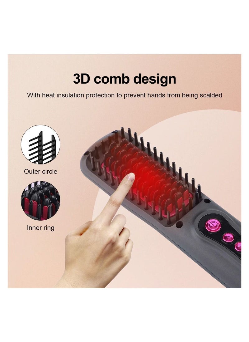 Generic - 2 In 1 Hair Straightener Brush Professional Hot Comb Straightener for Wigs Hair Curler Straightener Comb Styling Tools - Image 1