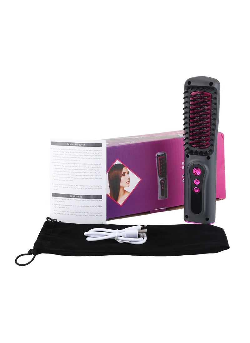 Generic - 2 In 1 Hair Straightener Brush Professional Hot Comb Straightener for Wigs Hair Curler Straightener Comb Styling Tools - Image 1