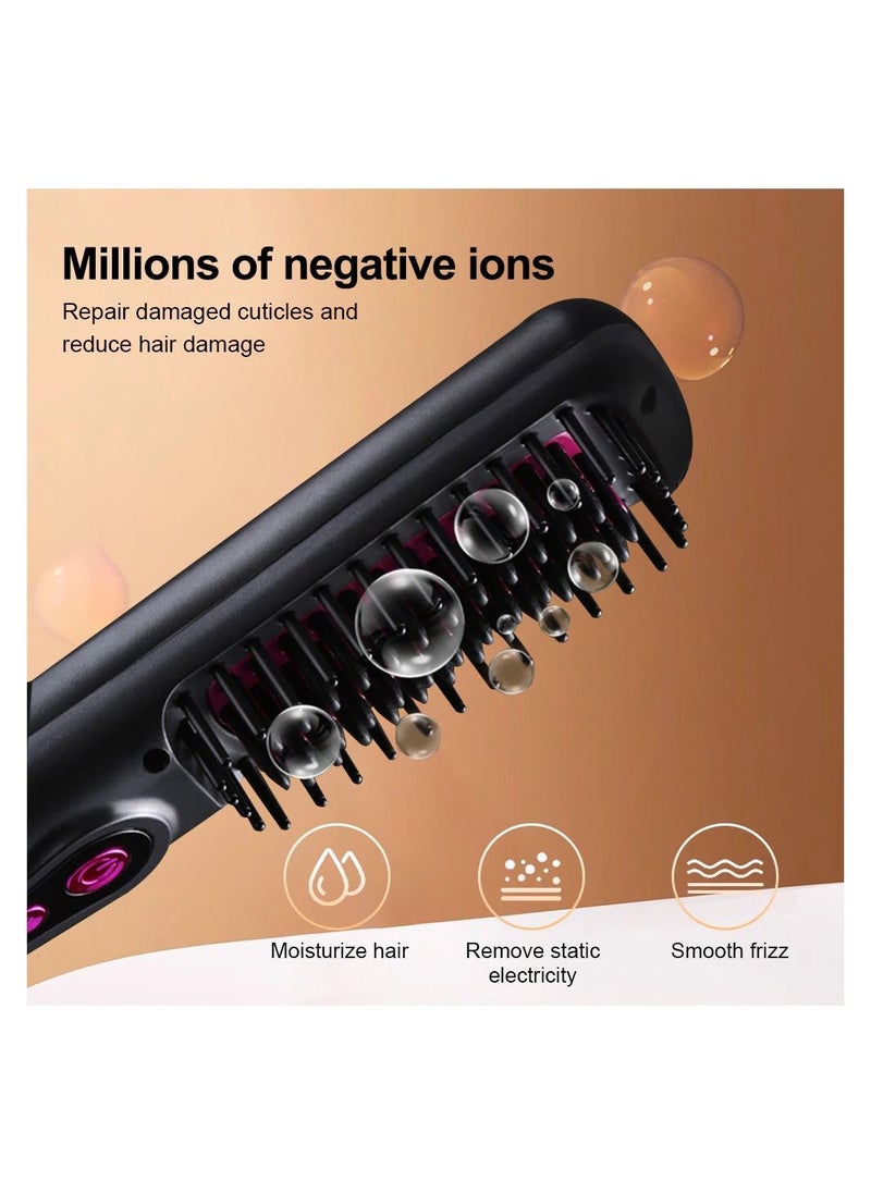 Generic - 2 In 1 Hair Straightener Brush Professional Hot Comb Straightener for Wigs Hair Curler Straightener Comb Styling Tools - Image 1