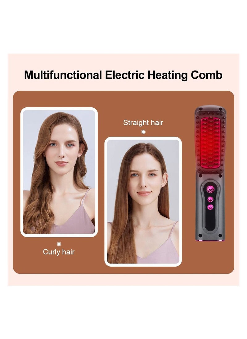 Generic - 2 In 1 Hair Straightener Brush Professional Hot Comb Straightener for Wigs Hair Curler Straightener Comb Styling Tools - Image 1