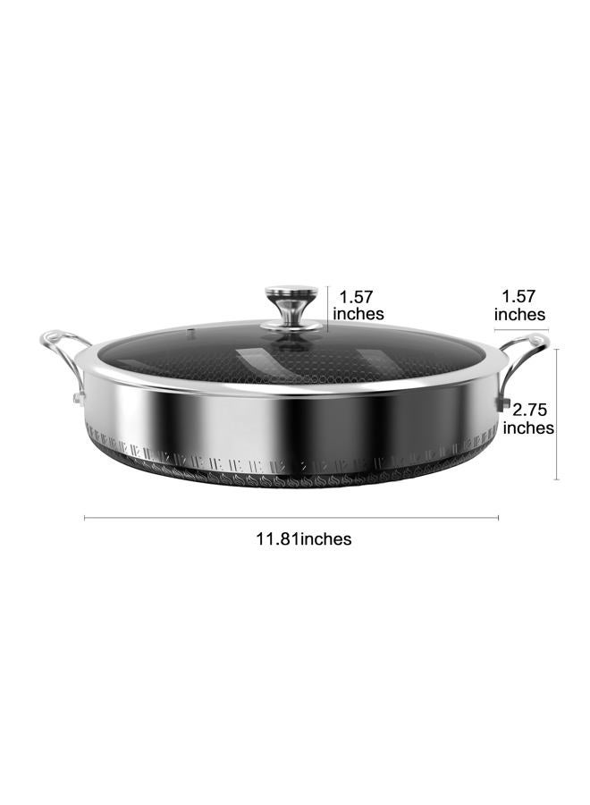 CATHYLIN 316L Stainless Steel 5QT Frying Pan Hex Nonstick Wok with Lid, Two Handle to Hold, PFOA Free, Dishwasher Oven Safe (5QT) - Image 2