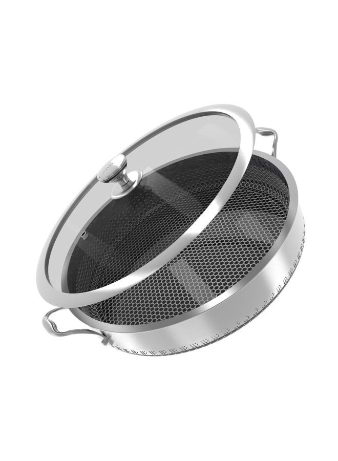 CATHYLIN 316L Stainless Steel 5QT Frying Pan Hex Nonstick Wok with Lid, Two Handle to Hold, PFOA Free, Dishwasher Oven Safe (5QT) - Image 1