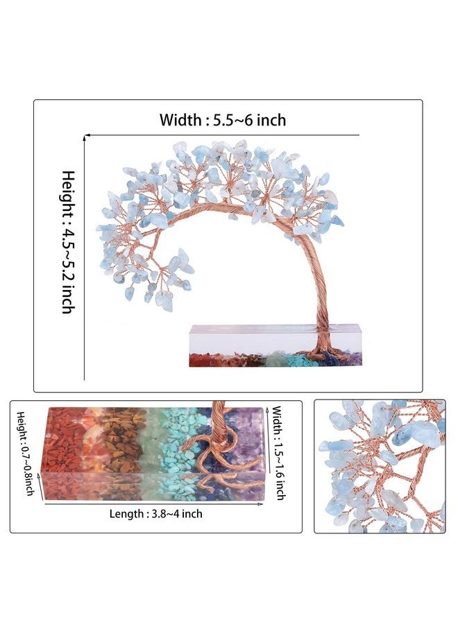 mookaitedecor mookaitedecor Natural Aquamarine Crystal Money Tree with 7 Chakra Stones Resin Base, Feng Shui Crystal Stone Tree of Life Ornament for Altar Table Home Decor  - Image 2