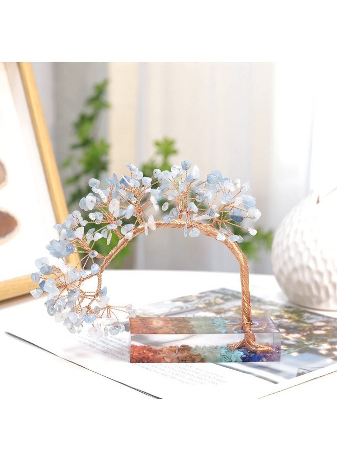 mookaitedecor mookaitedecor Natural Aquamarine Crystal Money Tree with 7 Chakra Stones Resin Base, Feng Shui Crystal Stone Tree of Life Ornament for Altar Table Home Decor  - Image 4