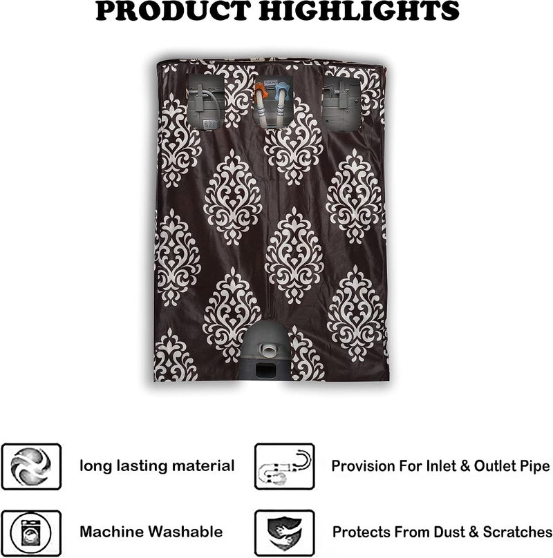 KANUSHI Industries® Washable & Dustproof Top Load Fully Automatic Washing Machine Cover ( Suitable For 6 Kg, 6.5 kg, 7 kg, 7.5 kg) (BROWN-FLORAL-TOP-LOAD-FULLY) - Image 2