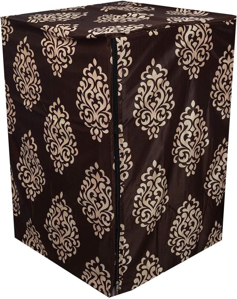 KANUSHI Industries® Washable & Dustproof Top Load Fully Automatic Washing Machine Cover ( Suitable For 6 Kg, 6.5 kg, 7 kg, 7.5 kg) (BROWN-FLORAL-TOP-LOAD-FULLY) - Image 3