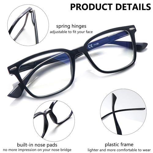 CLASAGA Progressive Multifocus Reading Glasses for Women Men, Blue Light Blocking Multifocal Computer Readers Eyeglasses (4 mix, 2.0, x) - Image 3